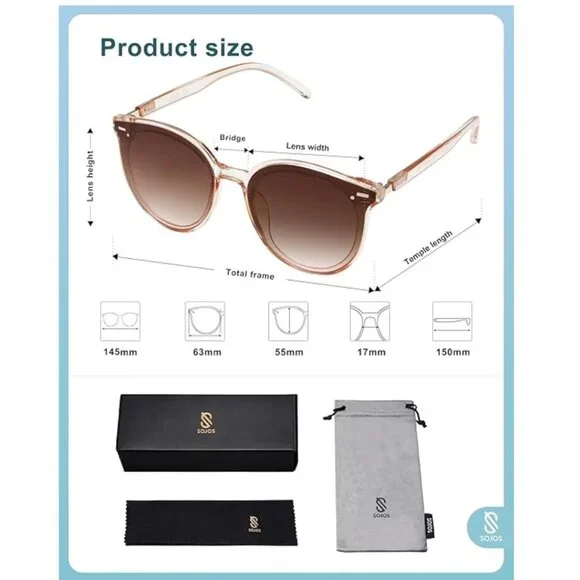 Women's Sunglasses, Trendy, Classic Round Retro Vintage Shades Large Frame - Picture 4 of 5